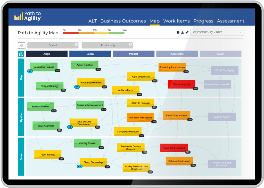 Path to Agility Navigator map view on a tablet screen