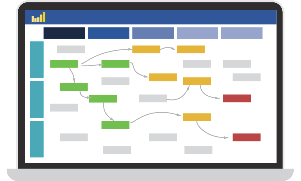 Simple graphic of Path to Agility Navigator on a laptop