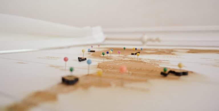 Picture of a map with pins symbolizing how an Agile assessment gets you to your destination.