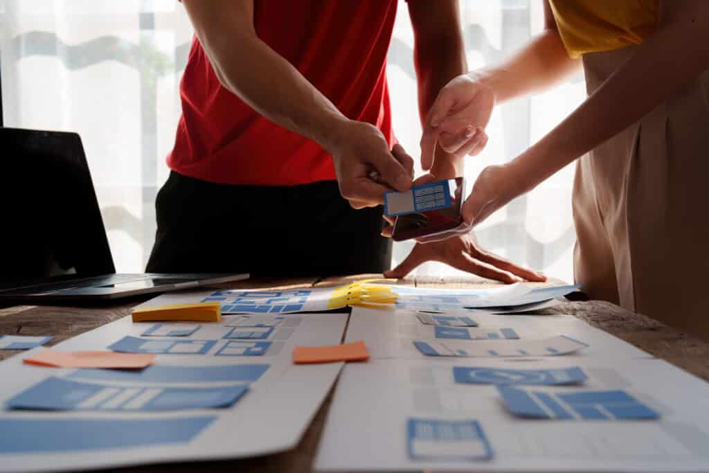 agile adoption concept with a team working together to manage a project