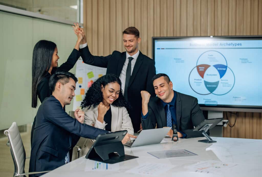Diverse Agile team innovates for sales KPIs