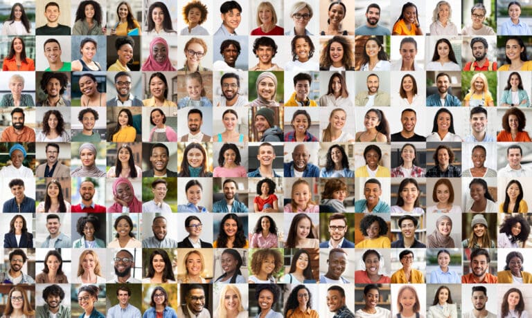 Agile at scale concept with an array of a diverse large enterprise team